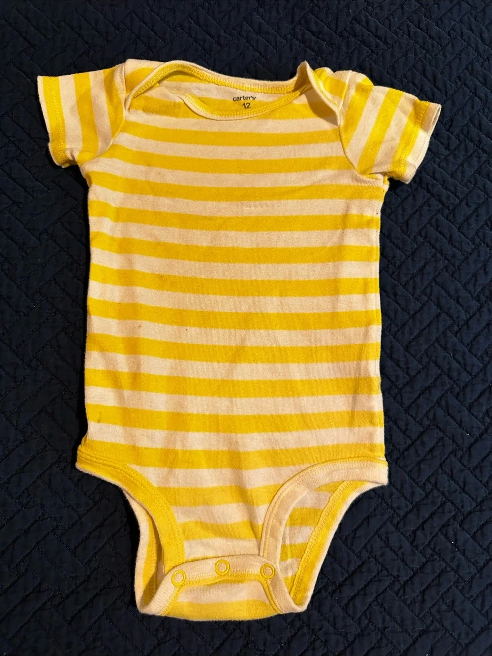 Carter's Yellow Stripe Short-Sleeve Baby One-Piece Bodysuit size 12 Months